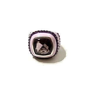 Sigal 925 Sterling Silver Amethyst Enamel Heavy Statement Ring